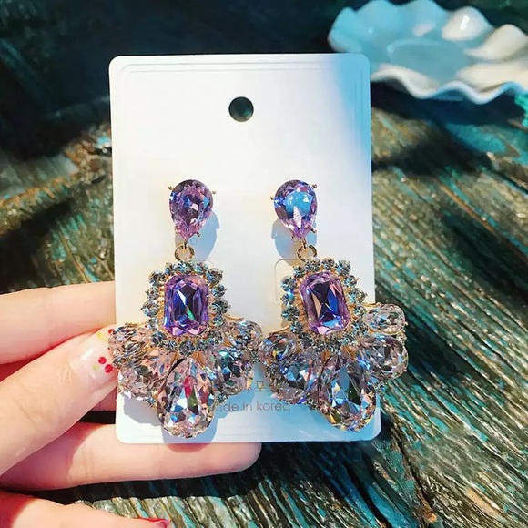 Purple rhinestone crystal Elegant new Earring - Picture 4 of 14